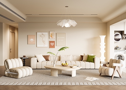 Modern Living Room Sofa Combination Single Chair Casual Chair Vase Ornaments Carpet Decoration Coffee Table 3d model