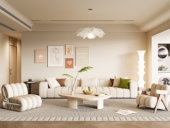 Modern Living Room Sofa Combination Single Chair Casual Chair Vase Ornaments Carpet Decoration Coffee Table 3d model