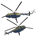 Olive Green Military Transport Helicopter With Multiple Round Windows And Landing Gear