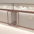 Jewelry Store Interior Design With Glass Display Cases And Side Table Lamp And Chairs