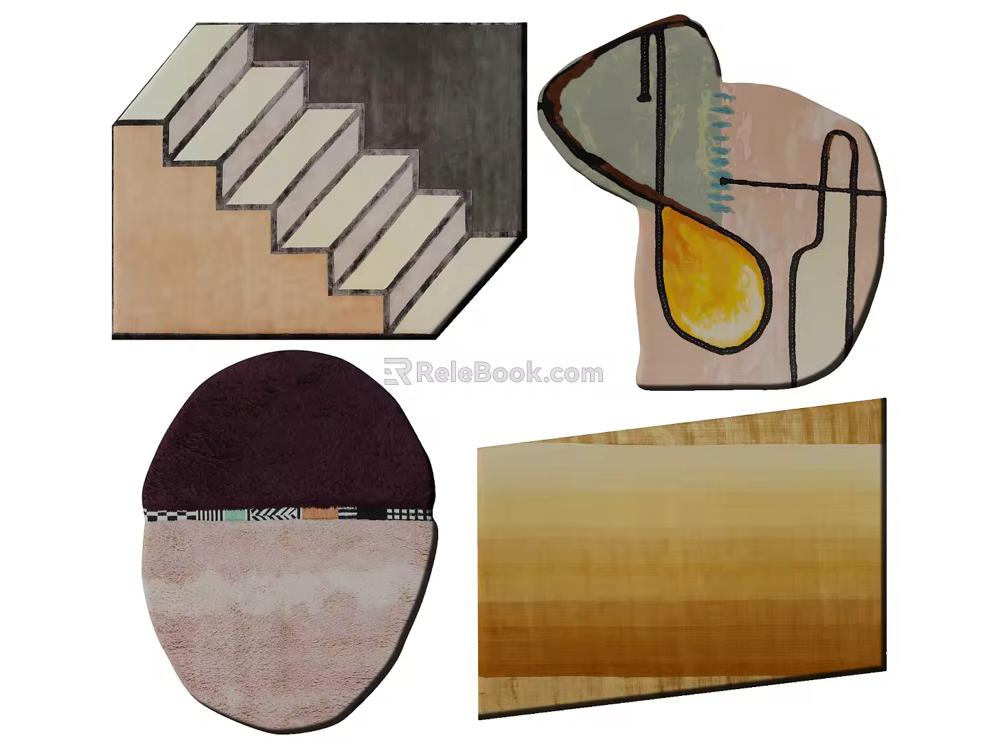 modern shape carpet irregular carpet 3d model