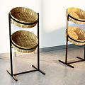 Display Shelves with Woven Baskets and Black Metal Frames for Modern Storage