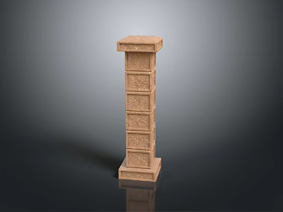 Scenic Natural Stone Pillar With Intricate Carved Texture In Landscape Design 3d model