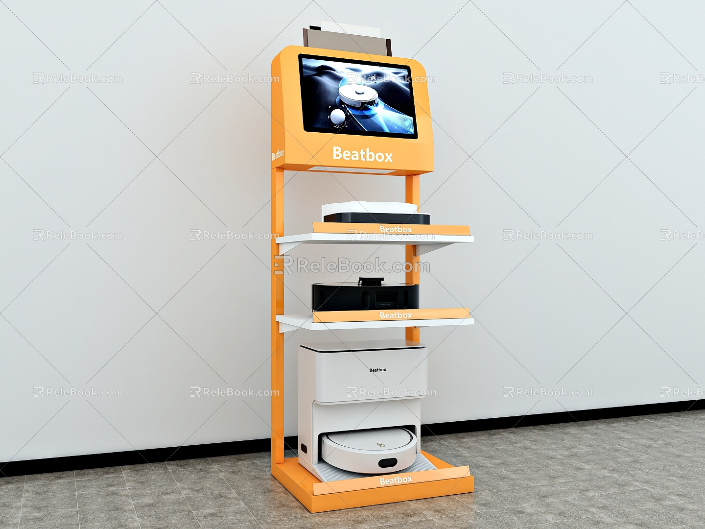 Sweeping robot shelf display rack high-tech display rack display screen computer display rack publicity display rack equipment iron plate with price tag display rack integrated import 3d model