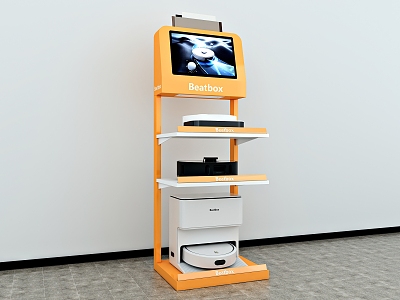 Sweeping robot shelf display rack high-tech display rack display screen computer display rack publicity display rack equipment iron plate with price tag display rack integrated import 3d model