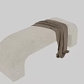Modern Textured Beige Sofa Bench With Curved Design And Brown Cloth Draped