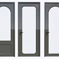 Stylish Casement Doors With Arched And Rectangular Glass Panels For Home 3d model