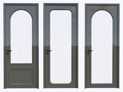 Stylish Casement Doors With Arched And Rectangular Glass Panels For Home 3d model