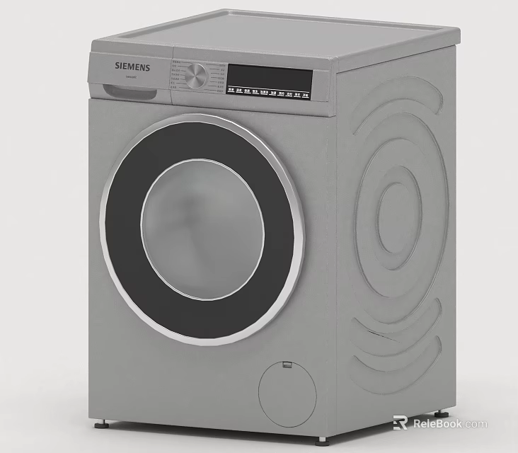 Siemens Front Loading Gray Washing Machine With Circular Door And Control Panel 3d model 