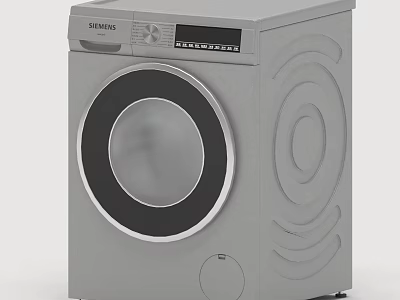 Siemens Front Loading Gray Washing Machine With Circular Door And Control Panel 3d model