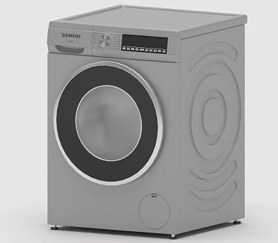 Siemens Front Loading Gray Washing Machine With Circular Door And Control Panel 3d model
