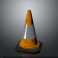Worn Construction Building Site Traffic Cone With Orange Body Silver Reflective Stripes And Black Base