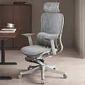 High Back Gray Mesh Office Chair With Adjustable Armrests And Swivel Base For Home Workspace