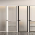Modern Swing Doors With White Black Frames Frosted Ribbed Glass Design