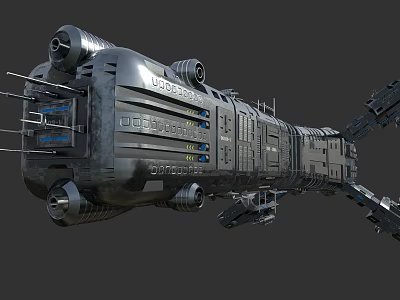 Advanced Metallic Spacecraft With Propulsion Engines And Antenna Arrays For Deep Space Exploration 3d model