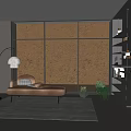 Modern Chaise Lounge Interior Featuring Large Windows Textured Wall Floor Lamp Green Plants and Rug