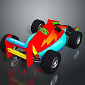 Electric Toy Racing Car With Colorful Red Blue Yellow Design And Large Wheels For Kids