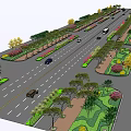 Well Designed Municipal Road With Lush Green Belts Trees Bus Lanes And Sidewalks