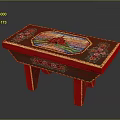Commercial Equipment Green Red Decorative Table With Floral Patterns And Scenic Painting