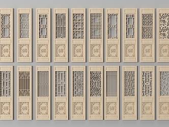 Chinese-style double-door wooden door 3d model