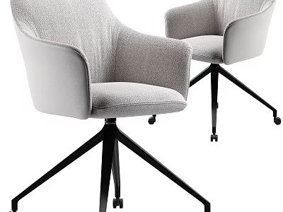 Modern Light Gray Office Chair With Armrests Black Five Star Base And Wheels 3d model