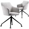 Modern Light Gray Office Chair With Armrests Black Five Star Base And Wheels