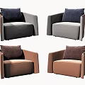 Modern Single Sofa Designs In Gray Brown With Plush Pillows And Comfortable Seating 3d model