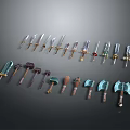 Various Types of Weapons Featuring Swords Axes Hammers Daggers and Clubs Displayed