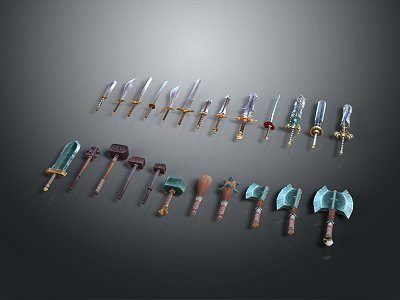 Cold Weapon Sword, Gun, Sword 3d model