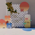 Colorful Floral Arrangement With White Ball Wall Yellow Flowers Sui Character And All Flowers Card