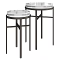 Modern Round Side Tables With Glass Top And Black Frame Design 3d model