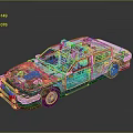 Blue And White Police Car With Red Blue Lights And Sleek Body Design Vehicle