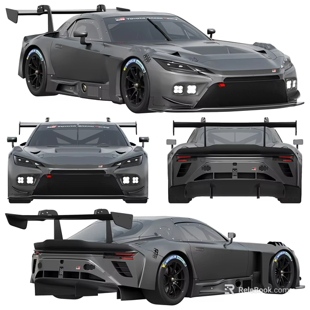 High Performance Race Car With Aerodynamic Design And Rear Spoiler From Multiple Angles 3d model 