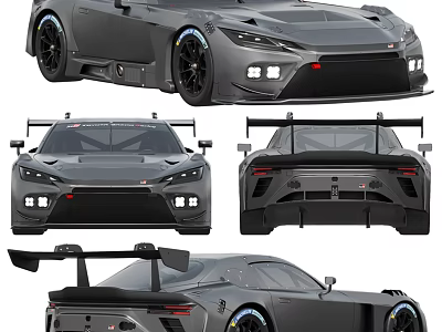 High Performance Race Car With Aerodynamic Design And Rear Spoiler From Multiple Angles 3d model