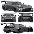 High Performance Race Car With Aerodynamic Design And Rear Spoiler From Multiple Angles