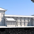 Traditional Ancient Architecture With Sloped Roof Wooden Frames Brick Walls And Green Surroundings