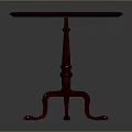 Red Round Wooden Table With Carved Legs And Elegant Vintage Style