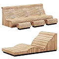 Wooden Outdoor Chairs With Slatted Curved Design For Garden Patio Spaces