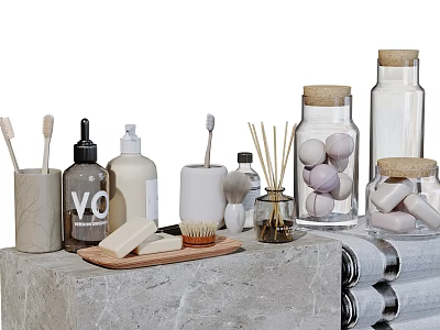 Bathroom ornaments toiletries cosmetics combination bathroom products toiletries 3d model