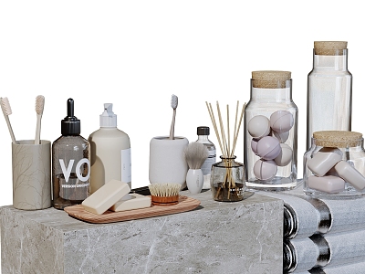 Bathroom ornaments toiletries cosmetics combination bathroom products toiletries 3d model