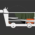 Silver Metal Wheeled Cart With Green Cover And Metal Frame Structure