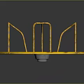 Circular Metal Playground Equipment With Grated Surface And Yellow Curved Bars