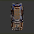 Rusty Modified Car With Blue Orange Paint Spoiler And Roof Rack