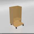 Single Sofa Wooden Functional Design with Curved Seat Lower Shelf and Wheels