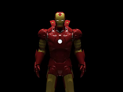 Detailed Iron Man Action Figure With Red And Gold Armor And Chest Reactor 3d model