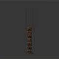 Decorative Brown Wooden Miniature Tower Models With Circular Base And Intricate Design
