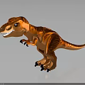 Orange Tyrannosaurus Rex Dinosaur Figure With Red Stripes Standing Pose Sharp Teeth Claws