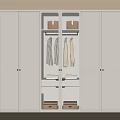 White Modern Wardrobe with Glass Door Sections and Clothing Storage Shelves