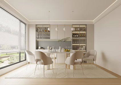 Modern Restaurant Cream Restaurant Dining Table and Chair 3d model