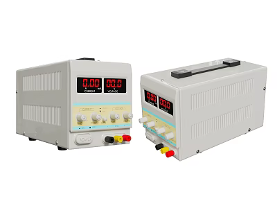 Two White Kitchen Appliances With Digital Displays Adjustable Knobs And Color Coded Ports 3d model